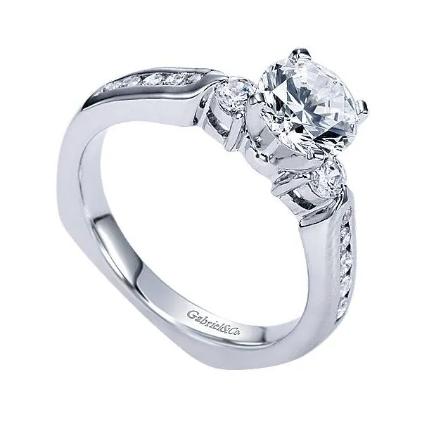14K White Gold 3 Stone Diamond Engagement Ring