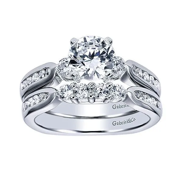 14K White Gold 3 Stone Diamond Engagement Ring