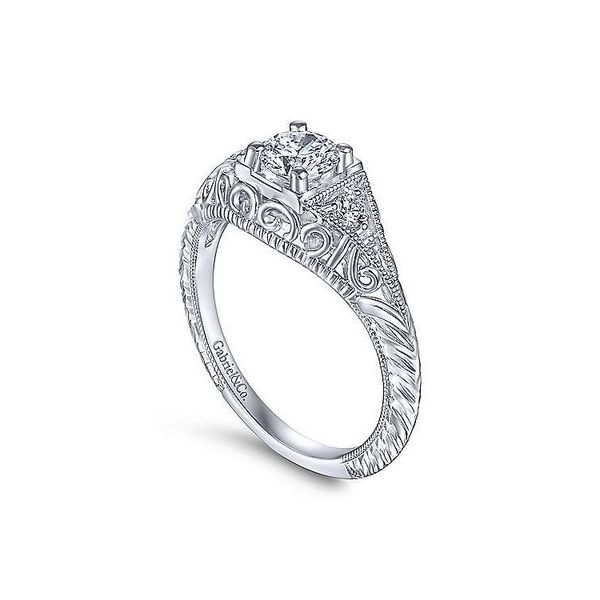 Platinum .60 ctw Diamond Fillagree Engagement Ring Image 2 Your Jewelry Box Altoona, PA