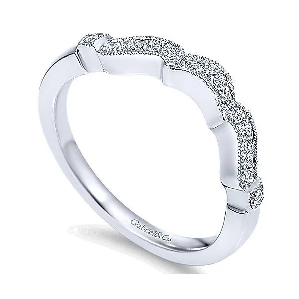 14K White Gold Curve 0.12ctw Diamond Band Image 3 Your Jewelry Box Altoona, PA