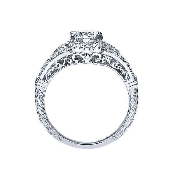 Gabriel & Co Platinum Floral Halo Engagement Ring Image 2 Your Jewelry Box Altoona, PA