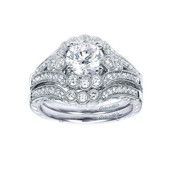 Gabriel & Co Platinum Floral Halo Engagement Ring Image 4 Your Jewelry Box Altoona, PA