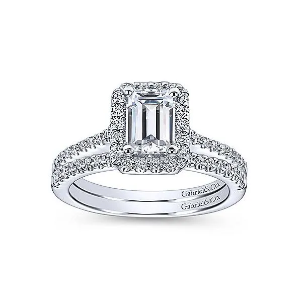 14K White Gold Emerald Cut Diamond Engagement Mounting Image 4 Your Jewelry Box Altoona, PA