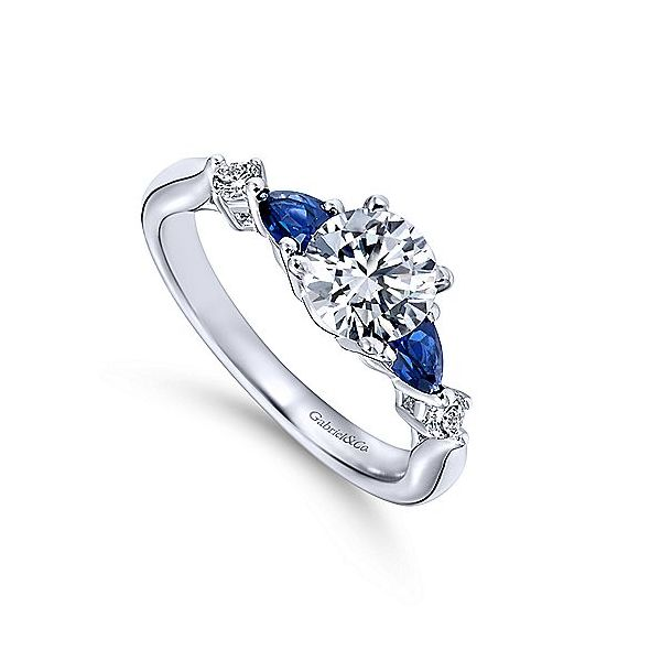 Gabriel & Co. 14k White Gold Blue Sapphire Diamond Engagement Ring Setting  3/8 ct. tw. | Robbins Brothers