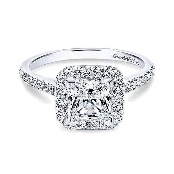 Gabriel & Co Princess Cut Diamond Halo Engagement Mounting Your Jewelry Box Altoona, PA