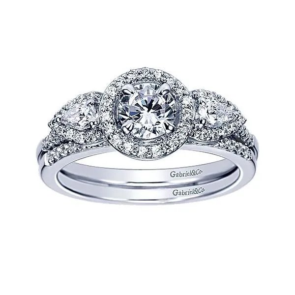 Gabriel & Co 3 Stone Pear Shape Diamond Engagement Mounting Image 4 Your Jewelry Box Altoona, PA
