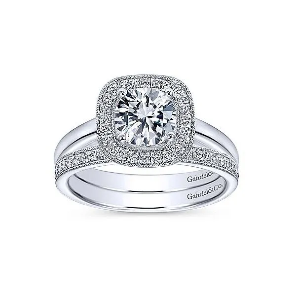 14K White Gold Diamond Halo Engagement Mounting Image 4 Your Jewelry Box Altoona, PA