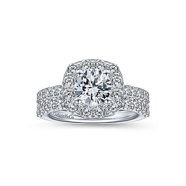 14K White Gold Diamond Halo Engagement Mounting Image 4 Your Jewelry Box Altoona, PA