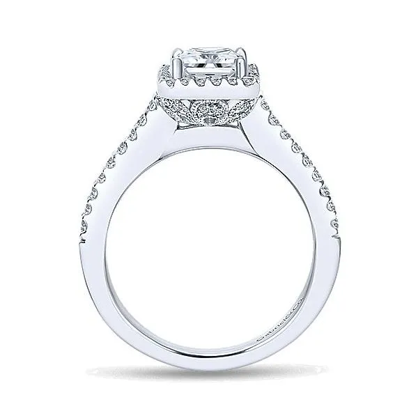 14K White Gold Princess Cut Diamond Halo Engagement Mounting Image 2 Your Jewelry Box Altoona, PA