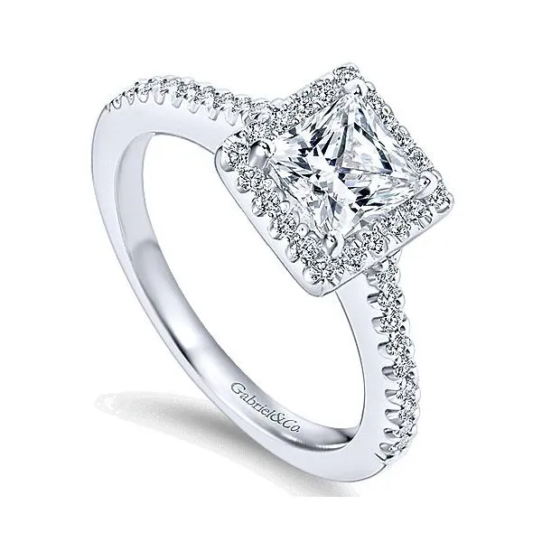 14K White Gold Princess Cut Diamond Halo Engagement Mounting Image 3 Your Jewelry Box Altoona, PA