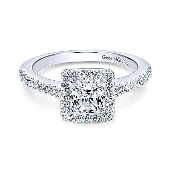 14K White Gold Princess Cut Diamond Halo Engagement Mounting Your Jewelry Box Altoona, PA