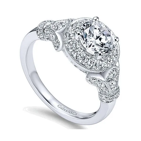 14K White Gold Diamond Halo Engagement Mounting Image 3 Your Jewelry Box Altoona, PA