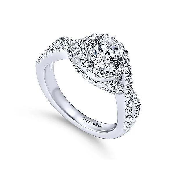 14K White Gold Diamond Halo Engagement Mounting Image 2 Your Jewelry Box Altoona, PA