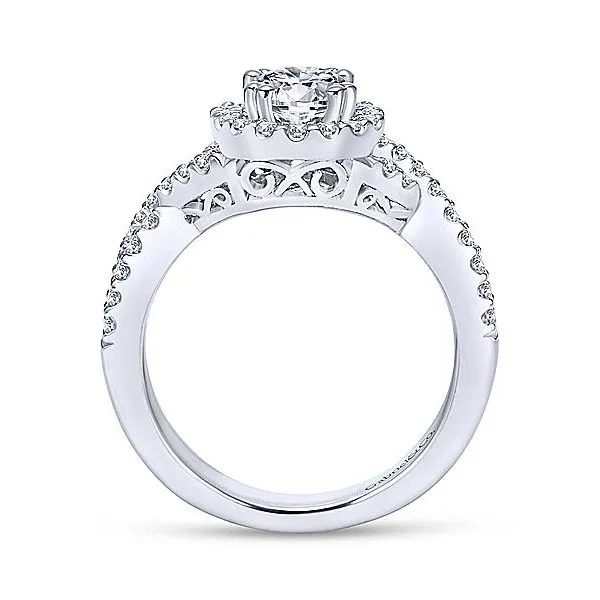 14K White Gold Diamond Halo Engagement Mounting Image 3 Your Jewelry Box Altoona, PA