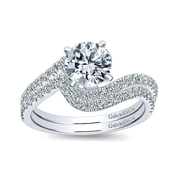 14K White Gold Bypass Diamond Engagement Mounting Image 4 Your Jewelry Box Altoona, PA