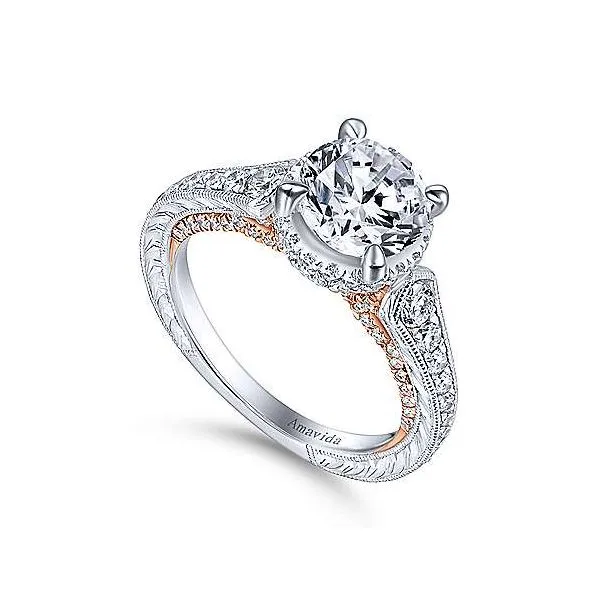 Amavida 18K Rose-White Gold Diamond Engagement Mounting Image 3 Your Jewelry Box Altoona, PA