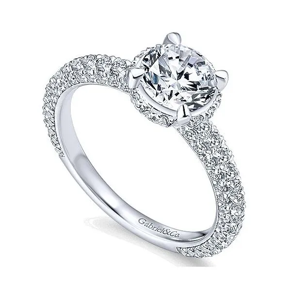 14K White Gold Pave Diamond Engagement Mounting Image 3 Your Jewelry Box Altoona, PA