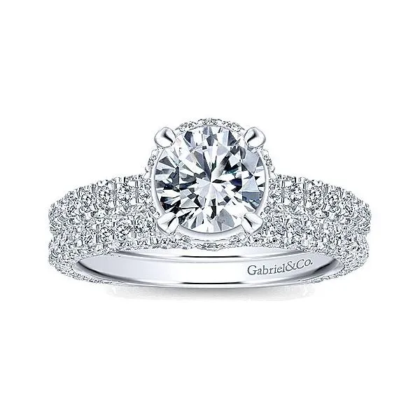 14K White Gold Pave Diamond Engagement Mounting Image 4 Your Jewelry Box Altoona, PA