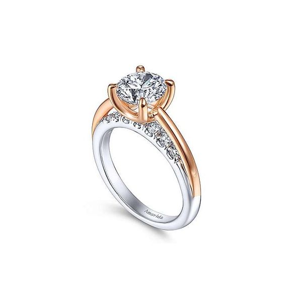 Amavida 18K White & Rose Gold Diamond Engagement Ring Image 2 Your Jewelry Box Altoona, PA