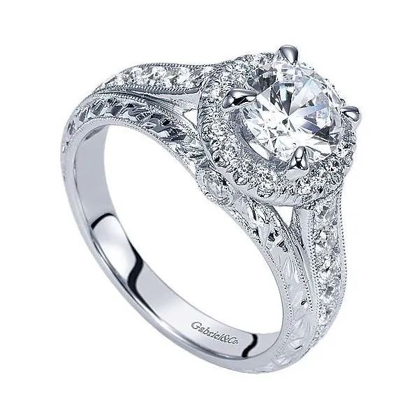 Gabriel & Co Diamond Victorial Halo Engagement Ring Image 3 Your Jewelry Box Altoona, PA