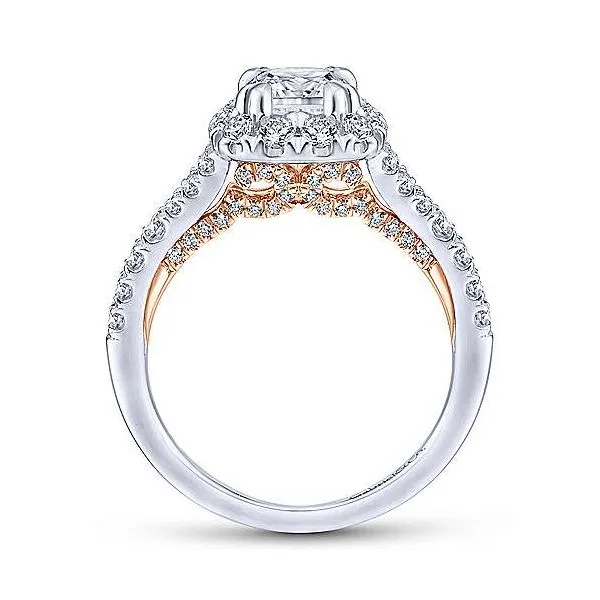 14K White & Rose Gold Cushion Cut Halo Diamond Engagement Mounting Image 2 Your Jewelry Box Altoona, PA