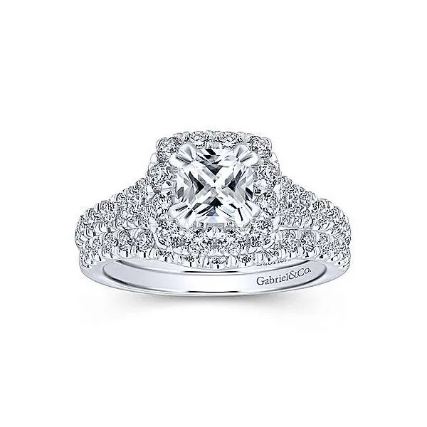 14K White & Rose Gold Cushion Cut Halo Diamond Engagement Mounting Image 4 Your Jewelry Box Altoona, PA