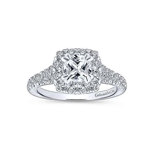 14K White & Rose Gold Cushion Cut Halo Diamond Engagement Mounting Your Jewelry Box Altoona, PA