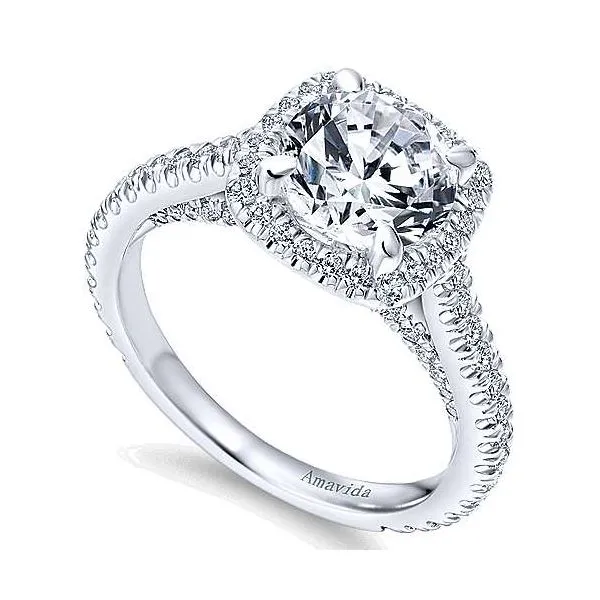 18K Whitre Gold Diamond Halo Engagement Mounting Image 3 Your Jewelry Box Altoona, PA