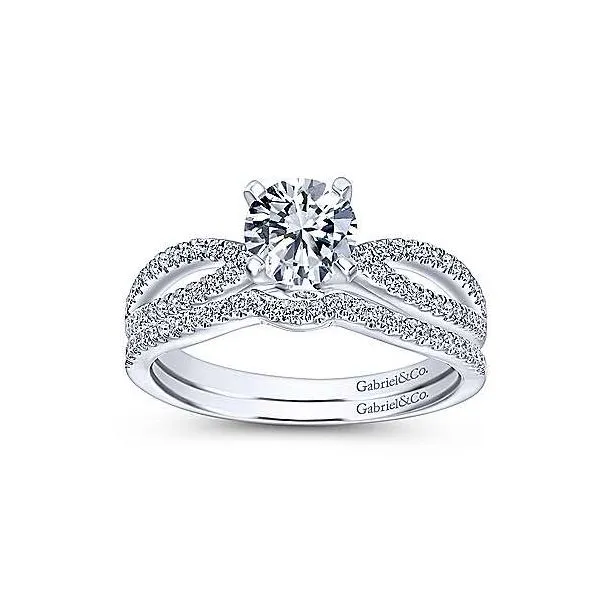 14K White Gold Split Shoulder Diamond Engagement Mounting Image 4 Your Jewelry Box Altoona, PA