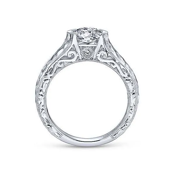 14K White Gold Hammered Diamond Solitaire Engagement Mounting Image 3 Your Jewelry Box Altoona, PA