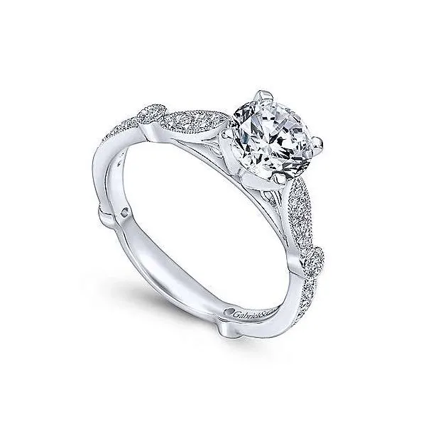 14K White Gold Antique Single Row Diamond Engagement Mounting Image 3 Your Jewelry Box Altoona, PA