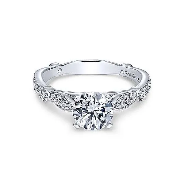 14K White Gold Antique Single Row Diamond Engagement Mounting Your Jewelry Box Altoona, PA