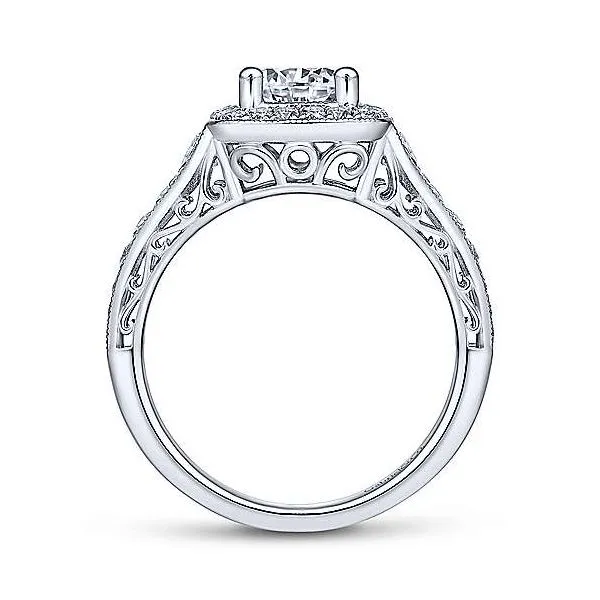 14K White Hold Diamond Halo Antique Engagement Mounting Image 2 Your Jewelry Box Altoona, PA