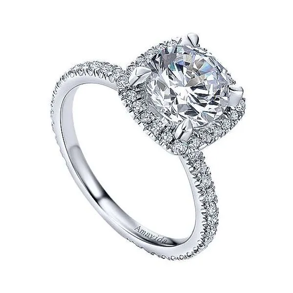 Amavida 18K White Gold Diamond Halo Engagement Mounting Image 3 Your Jewelry Box Altoona, PA