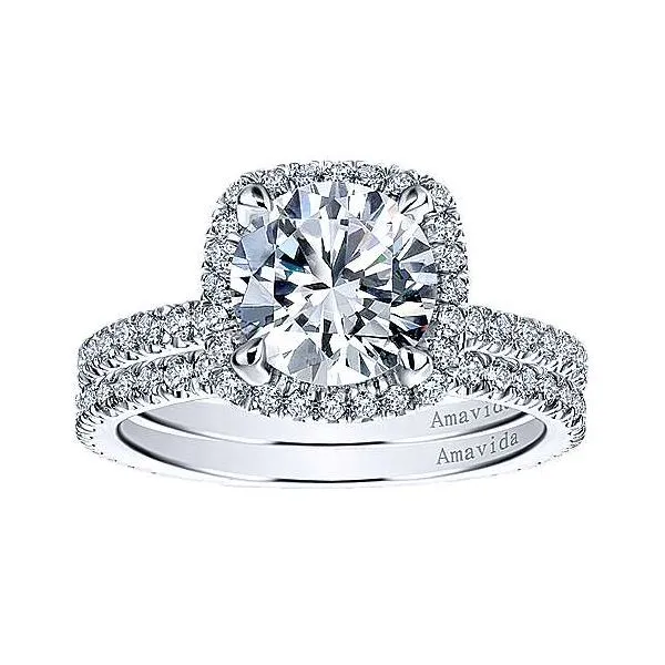 Amavida 18K White Gold Diamond Halo Engagement Mounting Image 4 Your Jewelry Box Altoona, PA