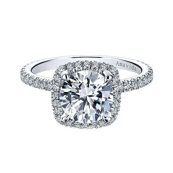 Amavida 18K White Gold Diamond Halo Engagement Mounting Your Jewelry Box Altoona, PA