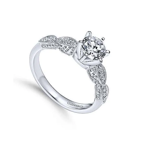 14K White Gold Antique Style  Diamond Engagement Mounting Image 3 Your Jewelry Box Altoona, PA