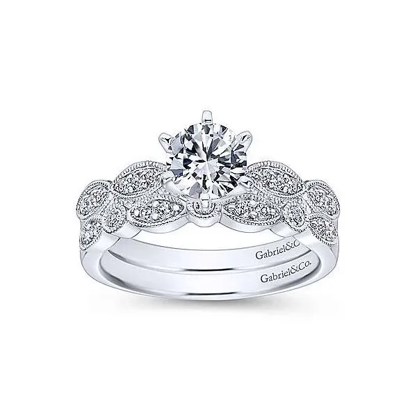 14K White Gold Antique Style  Diamond Engagement Mounting Image 4 Your Jewelry Box Altoona, PA