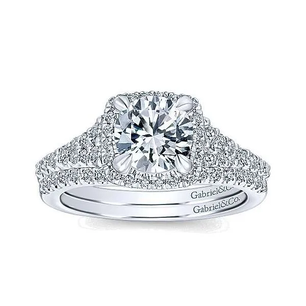 14K White Gold Diamond Halo Engagement Mounting Image 4 Your Jewelry Box Altoona, PA