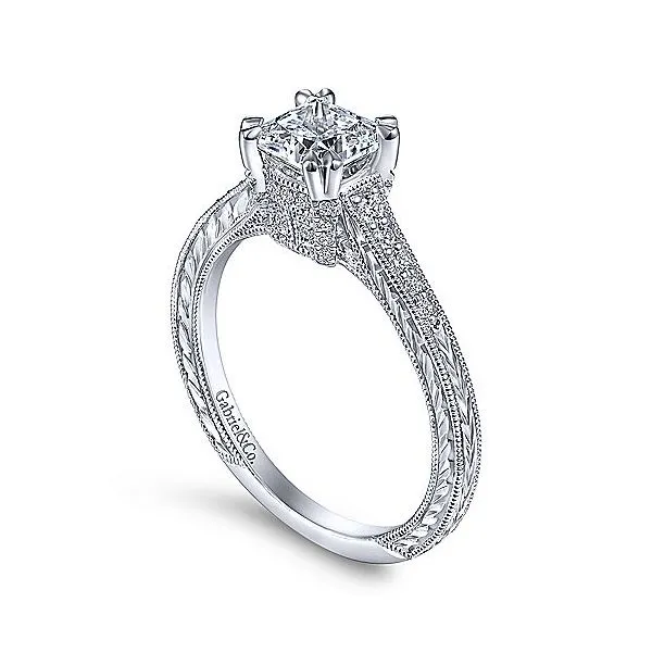 14K White Gold Vintage Cushion Diamond Engagement Mounting Image 2 Your Jewelry Box Altoona, PA