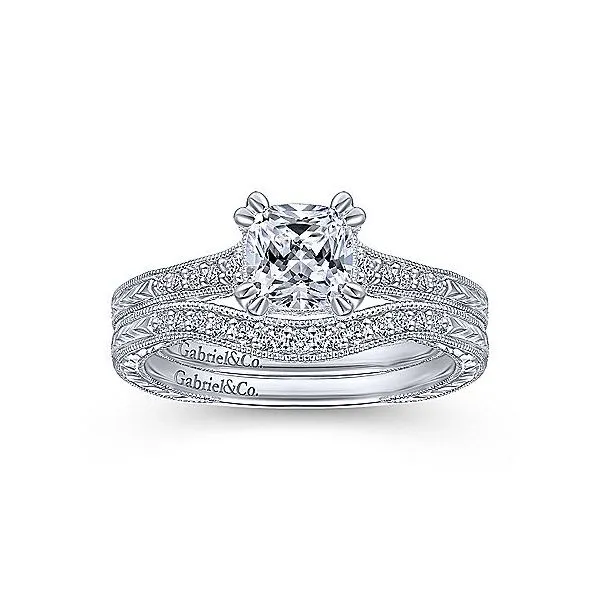 14K White Gold Vintage Cushion Diamond Engagement Mounting Image 4 Your Jewelry Box Altoona, PA