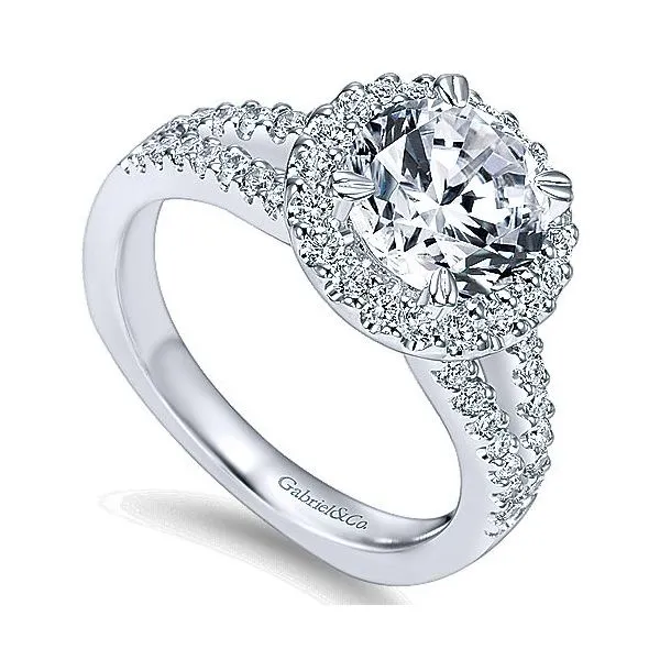 14K White Gold Diamond Halo Engagement Mounting Image 3 Your Jewelry Box Altoona, PA