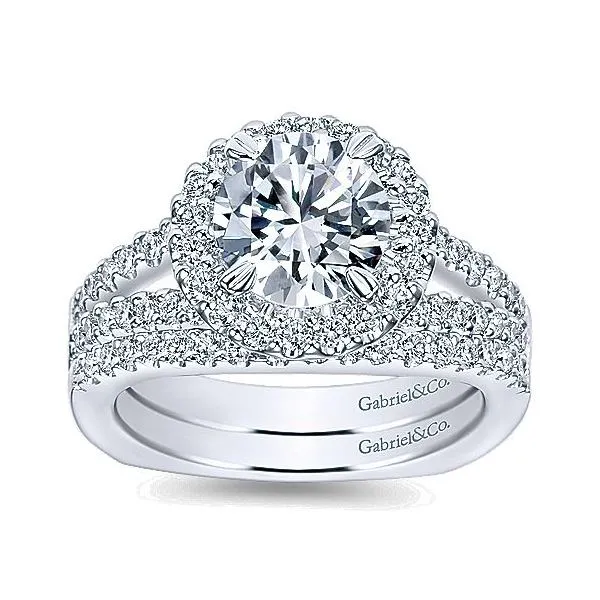 14K White Gold Diamond Halo Engagement Mounting Image 4 Your Jewelry Box Altoona, PA