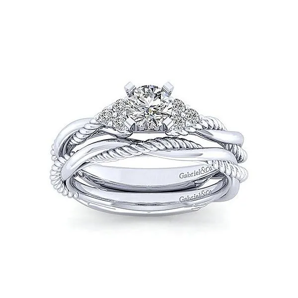 14K White Gold Twist Diamond Engagement Mounting Image 4 Your Jewelry Box Altoona, PA