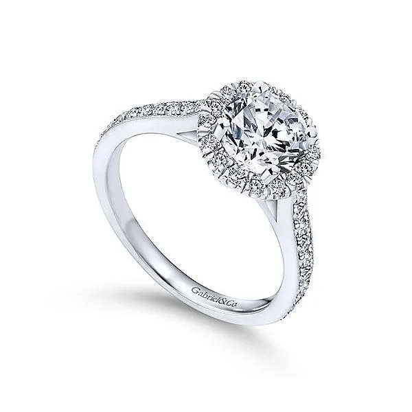 14K White Gold Diamond Halo Engagement Mounting Image 3 Your Jewelry Box Altoona, PA