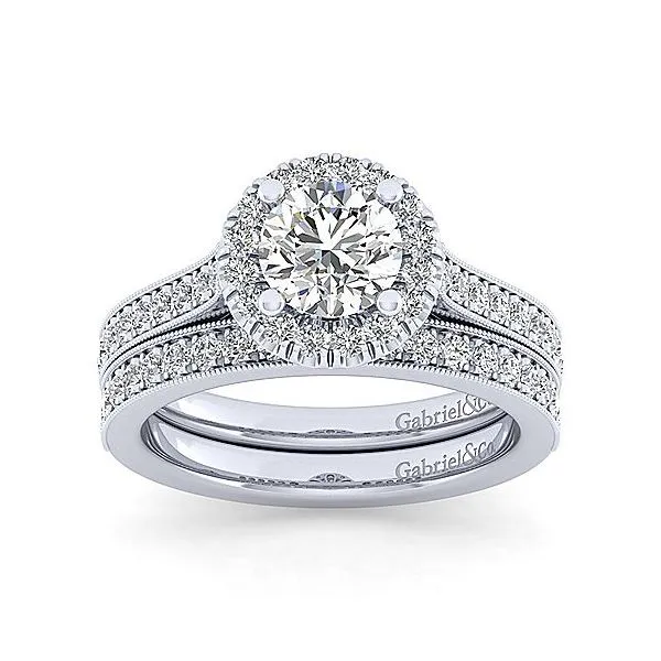 14K White Gold Diamond Halo Engagement Mounting Image 4 Your Jewelry Box Altoona, PA