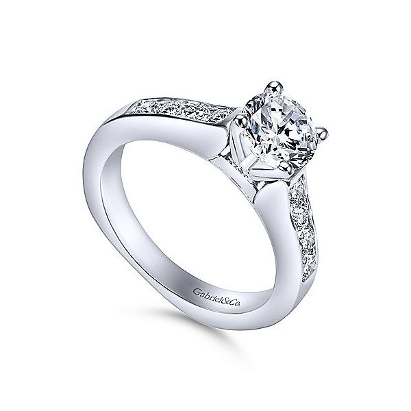 14K White Gold Diamond Channel Engagement Mounting