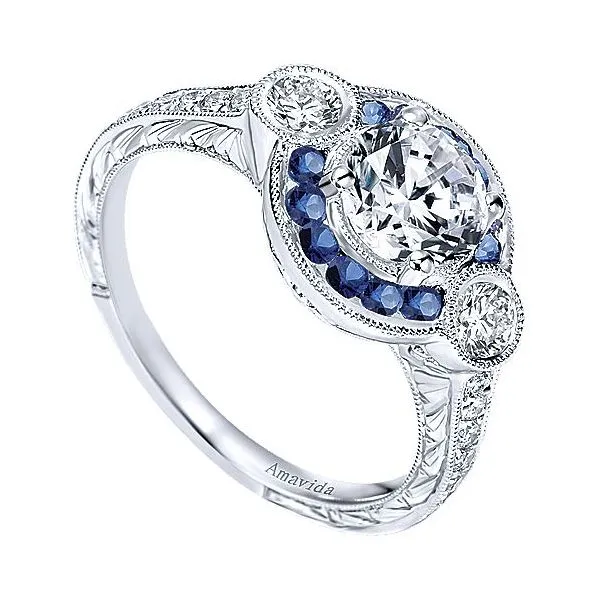 Amavida Platinum Sapphire & Diamond Engagement Ring Mounting Image 3 Your Jewelry Box Altoona, PA