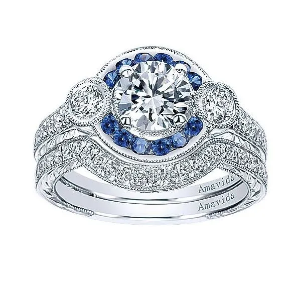 Amavida Platinum Sapphire & Diamond Engagement Ring Mounting Image 4 Your Jewelry Box Altoona, PA