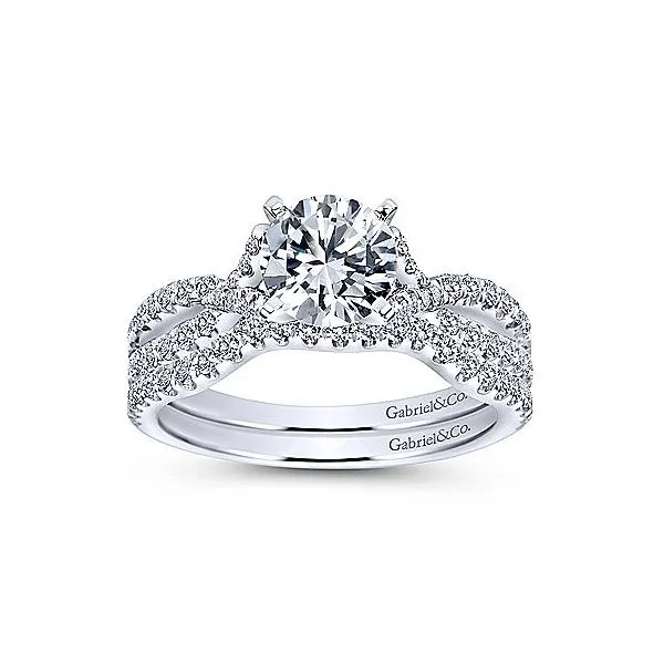 14K White Gold Interwoven Diamond Engagement Ring Mounting Image 4 Your Jewelry Box Altoona, PA
